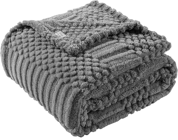 60x80 Inch Grey Twin Blanket - Soft & Fluffy Fleece, Cute & Aesthetic, Perfect for Sofa, Couch, Chair, Bed, Living Room & Bedroom, All-Season Use, Plush & Cozy Decorative Blanket