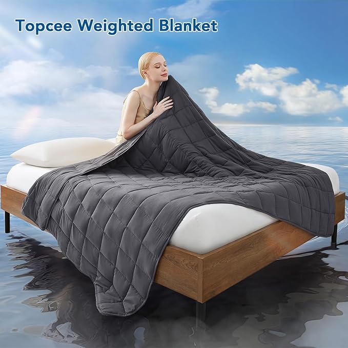 Weighted Blanket for Adults (15 lbs, 48" x 72") Twin Size Soft Cooling Heavy Blanket Sleeping, Apply to 130-160 lbs Body, Thick Breathable Blanket with Glass Bead, Easy Care