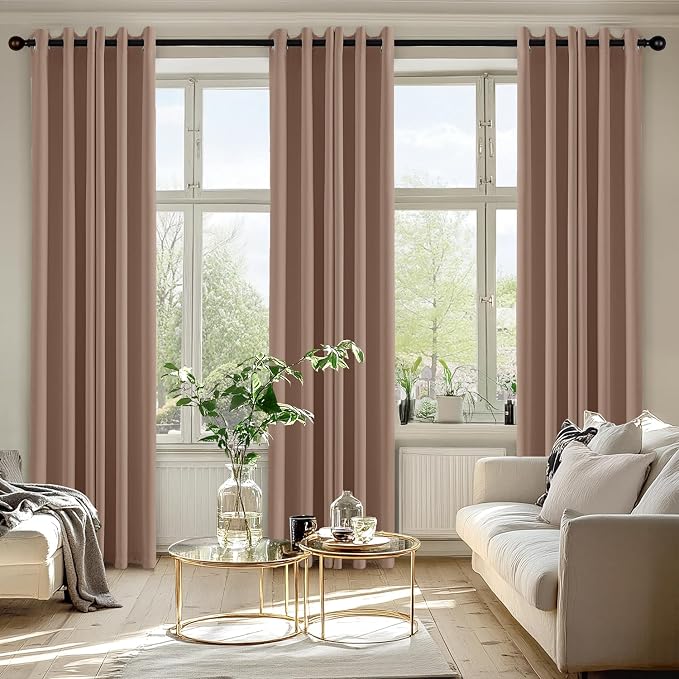 MIULEE Blackout Curtains for Bedroom 2 Panels 40 x 72 Inch Long Cappuccino | Thermal Insulated, Living Room Darkening Grommet Drapes, Noise Reducing, Light Blocking Window Treatments