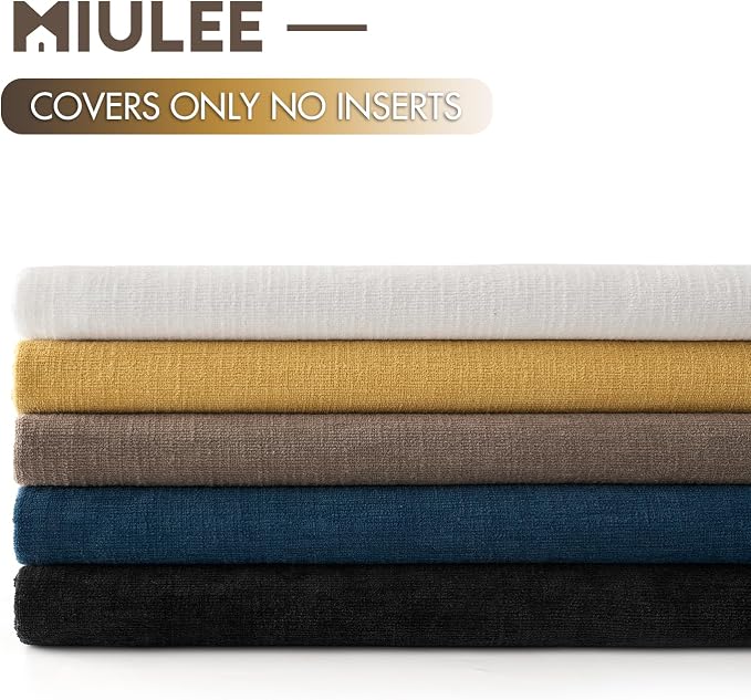 MIULEE Dark Blue Chenille Couch Throw Pillow Covers, 20x20 | Set of 2, Soft Coastal Home Decor, Modern Farmhouse Decorative Pillowcases for Sofa Living Room Bed