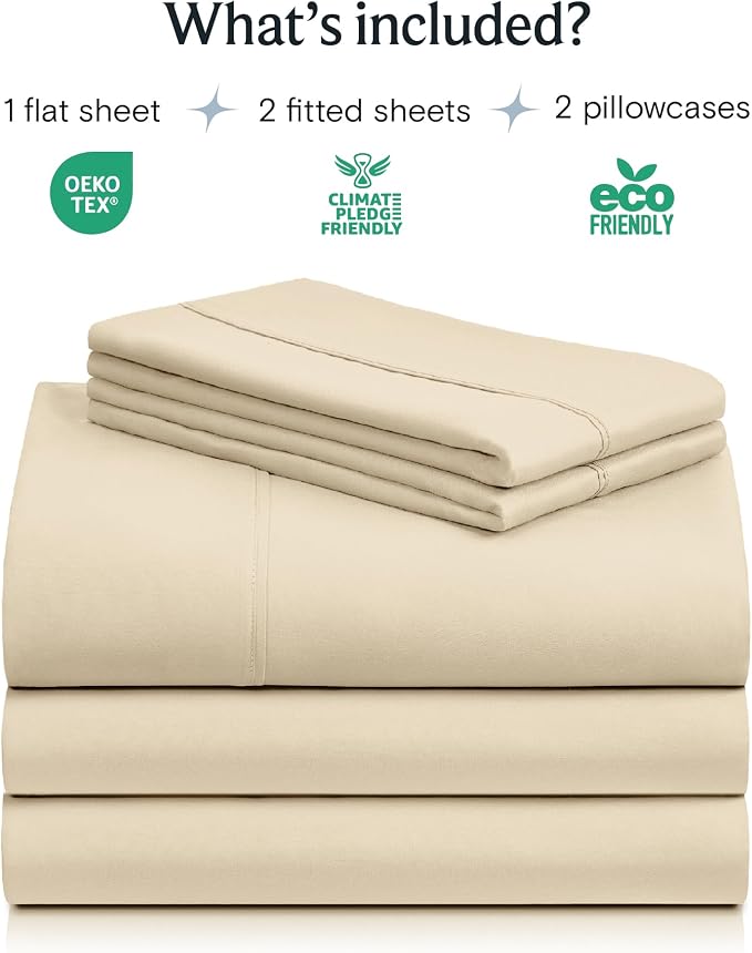 LuxClub Split King Sheets for Adjustable Bed, Deep Pocket Split King Sheets Set 5PC, Cooling Sheet Split King Size, Soft Hotel Luxury Bedding, Silky Fitted Sheet & Pillowcase Sets, Cream | LuxClub Silky Fitted Sheet & Pillowcase Sets, Breathable Hotel ...
