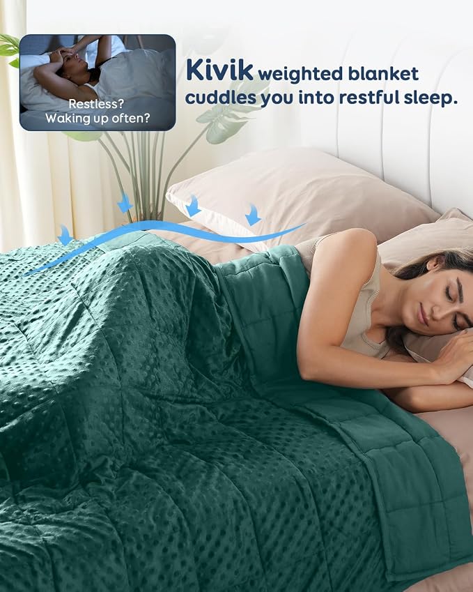 15lbs Weighted Blanket for Adults, 48"x72" Twin Size Heavy Blankets | Soft Raised Minky Dot Texture, Reversible Cooling & Cozy for All Seasons, 7-Layer Design for Even Weight, Machine Washable