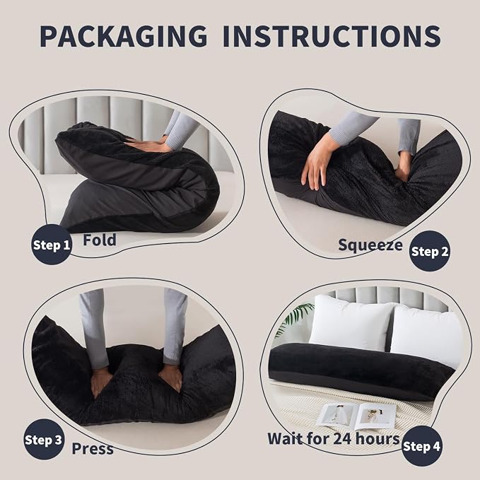 WhatsBedding Memory Foam Body Pillow with Cover, Long Bed Pillow for Adults | Removable Plush Fuzzy Envelope Closure, Firm Support for Side Sleepers, Reading & naps, Large Size Fits All, Relieves Pain