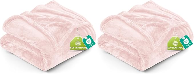 Utopia Bedding Fleece Blanket Queen Size Pink 300GSM Luxury Fuzzy Soft Anti-Static Microfiber Bed Blanket (90x90 Inch) (Pack of 2)
