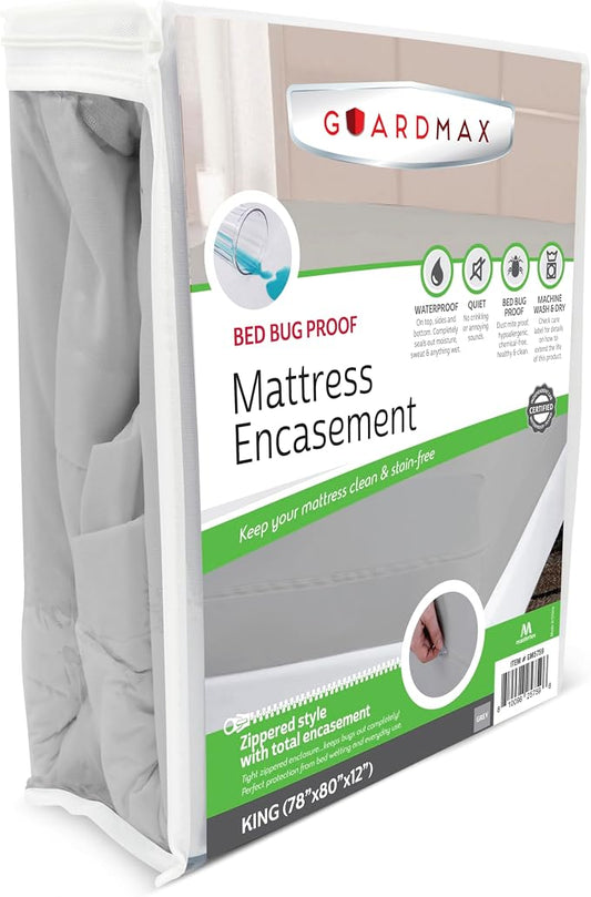 Guardmax King Mattress Protector Zippered, Bed Bug Mattress Cover | Waterproof, Dust Mite Proof, 6-Sided, Soft Jersey Knit, OEKO-TEX Certified, Machine Washable, King - 78 x 80, up to 13" Deep