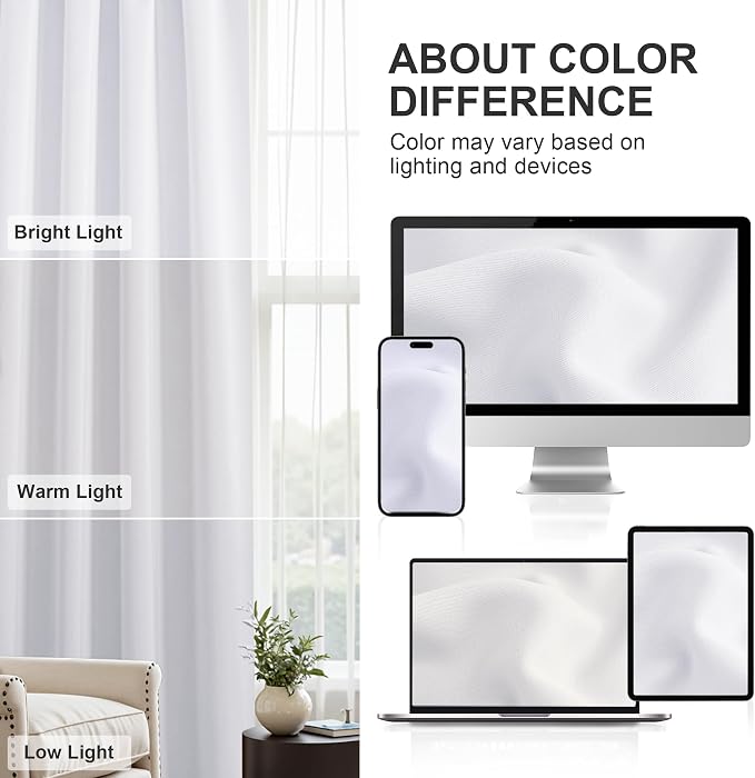 PONY DANCE Blackout Curtains & Draperies - 42 x 84 inches Pure White Out Window Curtain Double Panels Home Decoration Thermal Insulated Light Block Drapes Privacy Protect, Set of 2