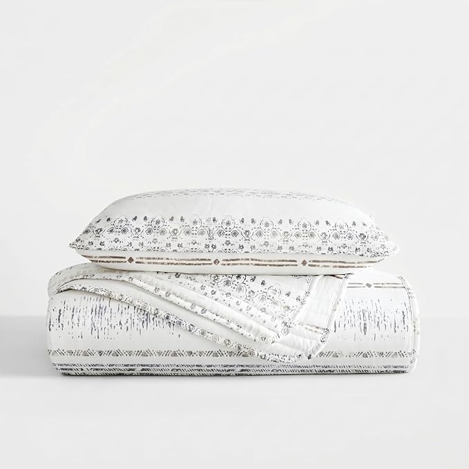 Merit Linens 3 Piece Quilt Set - Super Soft - Lightweight - All Season Quilted Coverlet - Floral Patterns - Twin/TwinXL Taupe