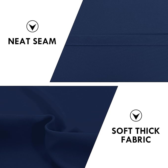 DWCN Blackout Curtains for Bedroom 42 x 84 Inch Long Navy Blue 2 Panels | Room Darkening, Thermal Insulated, Light Blocking, Rod Pocket Drapes, Noise Reducing Window Treatments