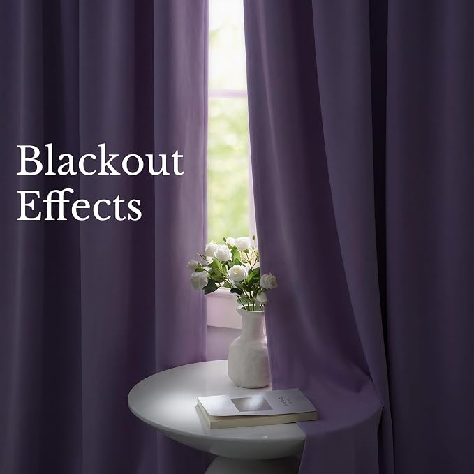 NICETOWN Lavender Purple 84 Inches Long 2 Panels Room Darkening Curtains for Girls Room, Bedroom, Nursery Thermal Insulated Blackout Drapes Solid Grommet Noise Reducing Window Curtains, W40