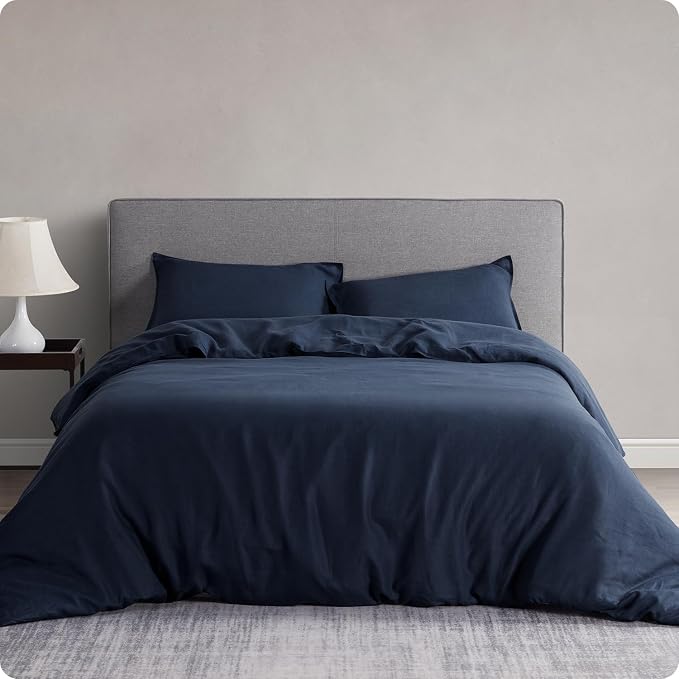 DAPU 100% French Linen Duvet Cover 3Pcs Set, 170GSM Linen Bedding, Full/Queen