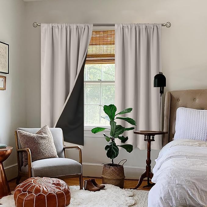 BGment Camel Blackout Curtains for Bedroom 63 Inch Length 2 Panels Set | Thermal Insulated, Full Room Darkening Noise Canceling, Living Room Curtains with Rod Pocket, 52 x 63 Inch