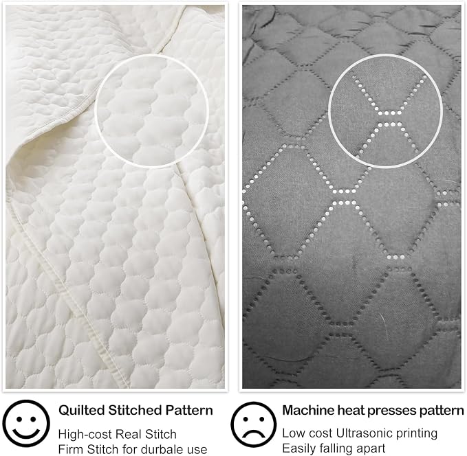 HORIMOTE HOME Cream Quilt King Size, Lightweight Quilt for Summer Ultra-Soft Microfiber Modern Style Quilted Clouds Pattern Bedspread Quit Set 3 Pieces (1 Quilt and 2 Pillow Shams)