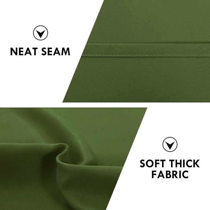 DWCN Blackout Curtains for Bedroom 38 x 54 Inch Long Olive Green 2 Panels | Room Darkening, Thermal Insulated, Light Blocking, Rod Pocket Drapes, Noise Reducing Window Treatments