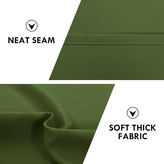 DWCN Blackout Curtains for Bedroom 52 x 63 Inch Long Olive Green 2 Panels | Room Darkening, Thermal Insulated, Light Blocking, Rod Pocket Drapes, Noise Reducing Window Treatments