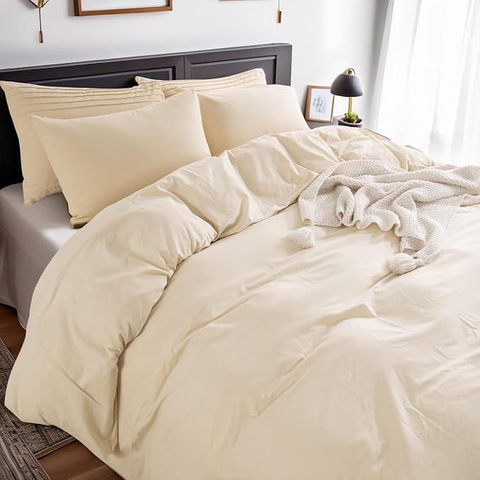 NEXHOME PRO Full Duvet Cover Set – 100% Certified Organic Cotton with Washed Feel & Linen-Like Texture, Comfortable & Breathable, Home Bedding Set 80"*90" (No Comforter)