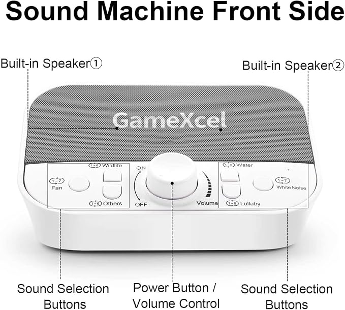 White Noise Machine for Baby & Adults – 38 Non-Looping Sounds, Dual Speakers + Headphone Jack, 15/30/60/90 Min Timer & Memory – USB Powered Sleep Sound Machine for Nursery & Office, White