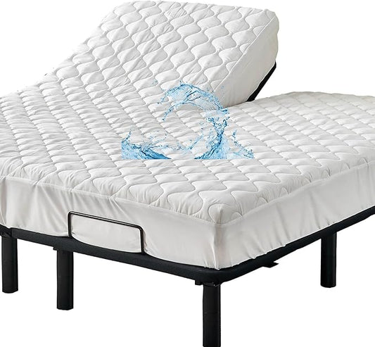 Waterproof Half Split Top King Mattress Protector Pad for Adjustable Bed | Quilted, Stay in Place Fitted Cover for 36-39 Upper Flex Head 78x80 Bed with 16 Max Elastic Pocket, Padded, Soft, Noiseless