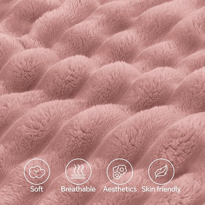 BEDELITE Fluffy Striped Body Pillow Cover with Zipper, Dusty Pink, 20x54 | Ultra-soft Faux Fur with 11D Striped Texture, Comfy, Plush, and Cloud-like, Body Pillow Pillowcase for Bed Couch Room Decor