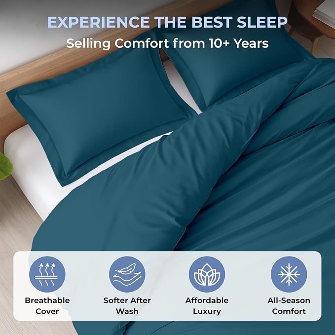 3 Pc California King Duvet Cover Set-100% Egyptian Cotton 600 Thread Count Ultra Soft Premium Durable Comforter Cover Zipper Closure & Corner Ties- (Green Teal, 104" X 98")