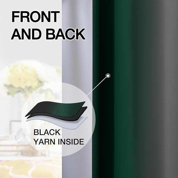 SimpleHome Ombre Green and Black Room Darkening Curtains 84 inches Length | Bedroom Curtains,Grommet Gradient Light Blocking Window Curtains for Living Room,Thermal Insulated Drapes 2 Panels,52wx84L