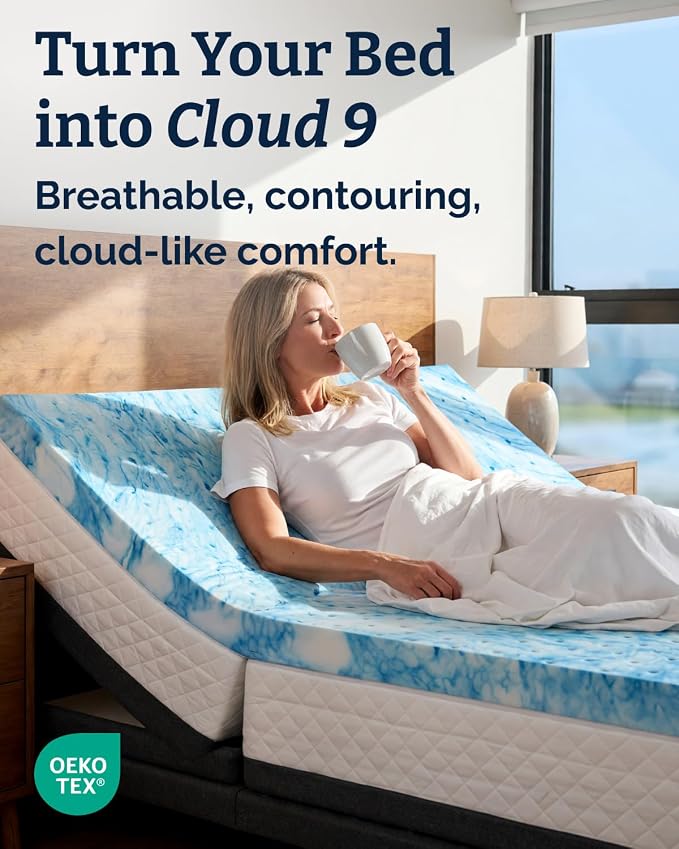 2 Inch Split Head King Memory Foam Mattress Topper - Cooling Mattress Pad | Cooling Gel Infused Bed Topper, Soft Ventilated Mattress Pad for Pressure Relief & Pain-Free Sleep, CertiPUR-US & Oeko-TEX
