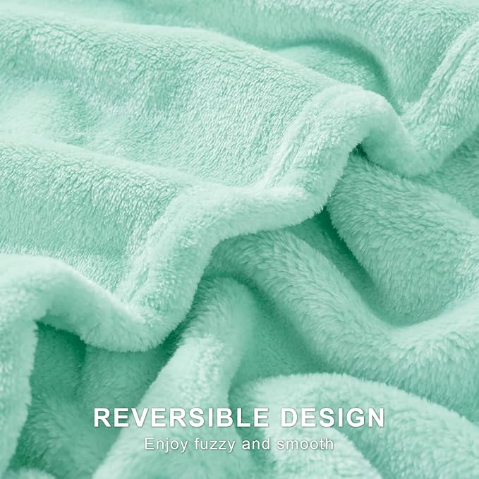 Hansleep Twin Mint Green Fleece Blanket, Soft Flannel Bed Blanket | Fuzzy Cozy Blanket 60x80 Inches, Multi-use for Bed, Sofa, Couch, Travel, Camping, All Season Warm Lightweight Cover