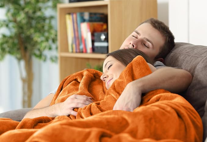 Utopia Bedding Soft Fleece Bed Blanket Queen Size Burnt Orange (90x90 Inch) | Microfiber Plush Warm Lightweight Breathable Cozy Blanket Anti-Static, All Season Use, Gift for Women and Men