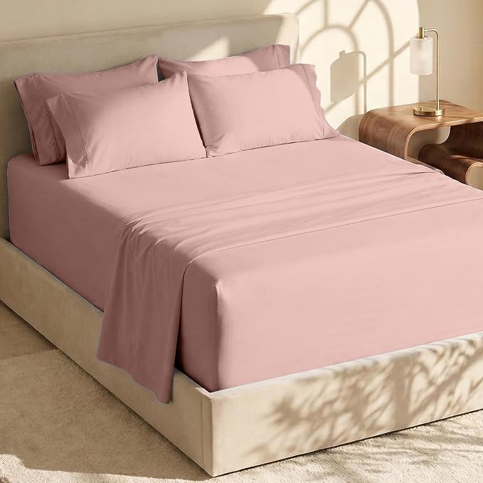 Hearth & Harbor Bed Sheets, Luxury Soft 6 Piece Bed Sheet Set Extra Deep Pocket Fitted Sheets Fits Mattress up to 21", Double Brushed Bedding Sheets & Pillowcases,