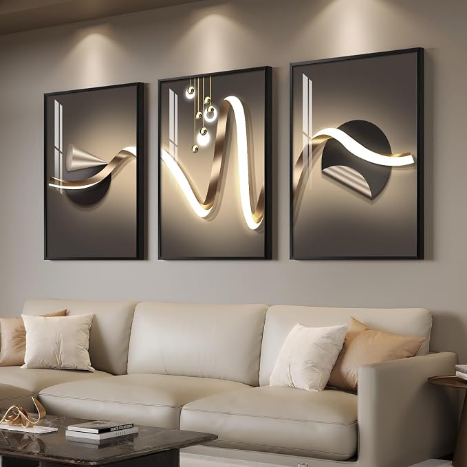 Cuspin Large Modern Luxury Black and Gold Wall Art, 3 Piece 24x36 In | Abstarct geometric pictures, Crystal coating art prints, Elegant wall art for living room bedroom dining room hallway office