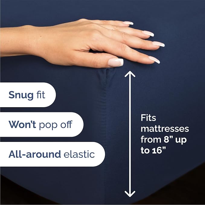 Queen Size 4 Piece Sheet Set - Breathable & Cooling Sheets - Navy Blue | Hotel Luxury Bed Sheets for Women & Men, Deep Pockets, Easy-Fit, Extra Soft and Wrinkle Free Sheets, Oeko-Tex Bed Sheet Set