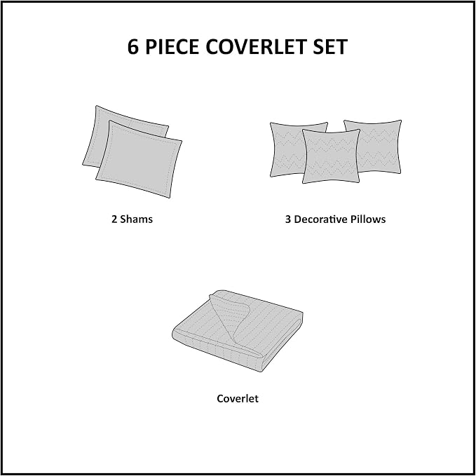 Madison Park Cabin Lifestyle Plaid Quilt Set, 6PC Full/Queen Coverlet | All Season, Luxurious Coverlet Bedspread Lightweight Bedding Layer, Shams, Decorative Pillow, Red