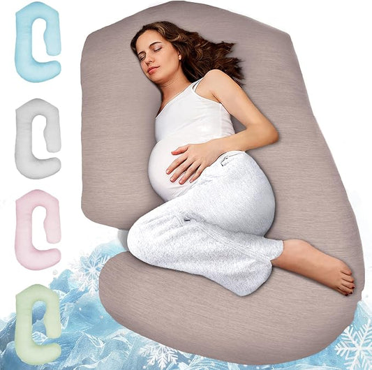 Pregnancy Pillows for Sleeping – 57-Inch Maternity Pillow for Pregnant Women with Removable Washable Cover – Support for Back, Belly, Neck, Legs, & Hips – V C U Shaped Full Body Pillow