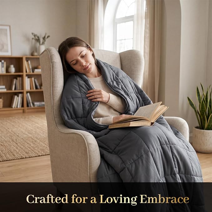 Machine Washable Weighted Blanket for Adults - Heavy Blankets for All-Season Sleeping, Cooling Soft & Breathable with Premium Glass Beads (60” x 80”｜15lbs)