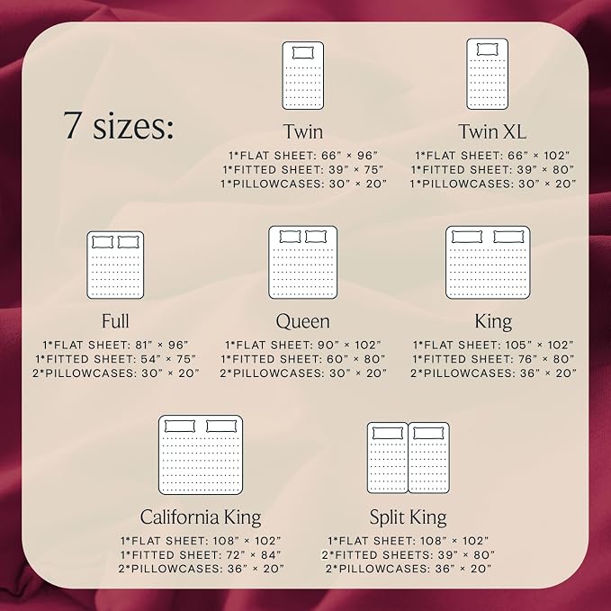 Twin Size Sheets Set, Cooling & Soft Deep Pocket Bed Sheets, 3PC | LUXCLUB Cooling Twin Size Fitted Sheet & Pillowcase Sets, Breathable Hotel Luxury Bedding Wrinkle Free, Burgundy