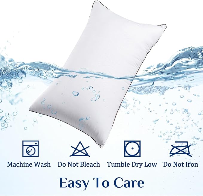 JOLLYVOGUE Queen Pillows, Cooling and Firm Single Bed Pillow with Oeko-Tex Certified Down Alternative Filling for Side, Back, and Stomach Sleepers, Hotel Collection