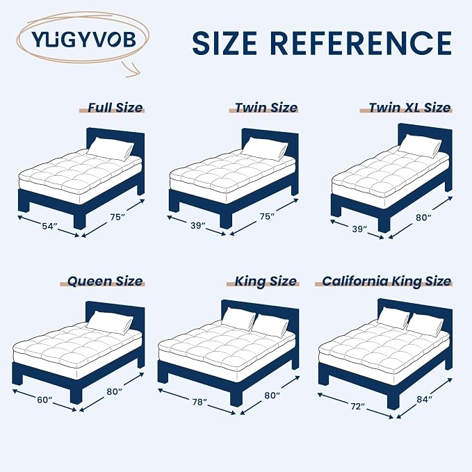 YUGYVOB Twin Mattress Topper Extra Thick, Cooling Plush Mattress Pad | Soft & Breathable Brushed Cover, Down Alternative Fill, Pillow Top Bed Topper with 8-21" Deep Pocket