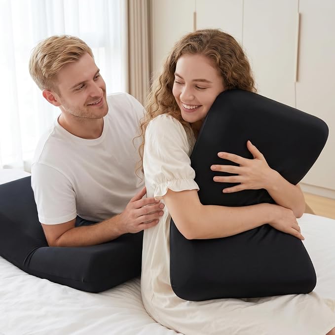 Black Memory Foam Pillows 2 Pack, Standard Size Slow Rebound Cooling Bed Pillows, Medium Firm Support with Removable Washable Cover, Neck & Shoulder Pain Relief, Perfect for Side, Back