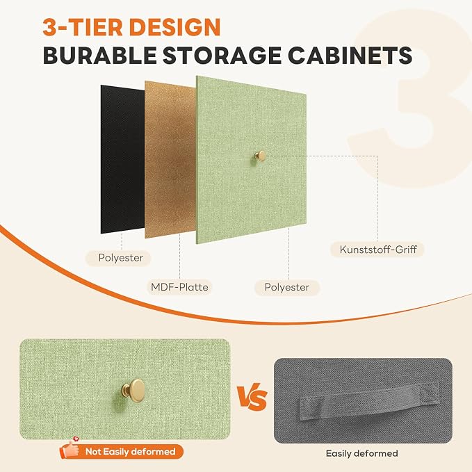 Sweetcrispy 7 Drawer Dresser for Bedroom Storage with Fabric Bins, Green | Anti-Tip Closet Organizer, Wooden Top and Sturdy Steel Frame, Spacious Drawers for Clothes Storage, Hallway Entryway