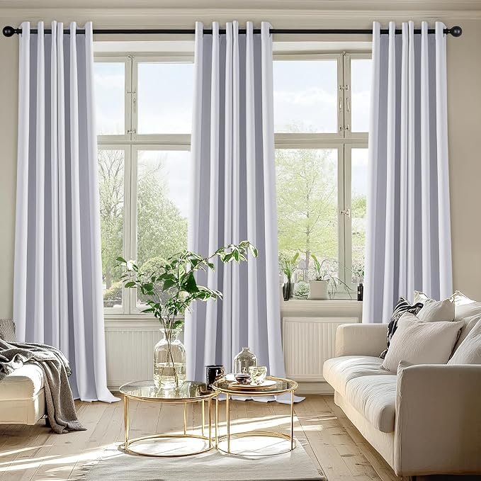 MIULEE Blackout Curtains for Bedroom 2 Panels 40x90 Inch Long Greyish White | Thermal Insulated, Living Room Darkening Grommet Drapes, Noise Reducing, Light Blocking Window Treatments