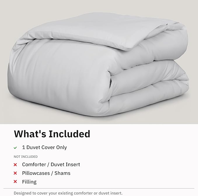 California Design Den 100% Cotton Sateen Full/Queen Duvet Cover, Silver | Duvet Cover Only, Comforter Not Included, Backed by Good Housekeeping Seal, Button Closure & Corner Ties