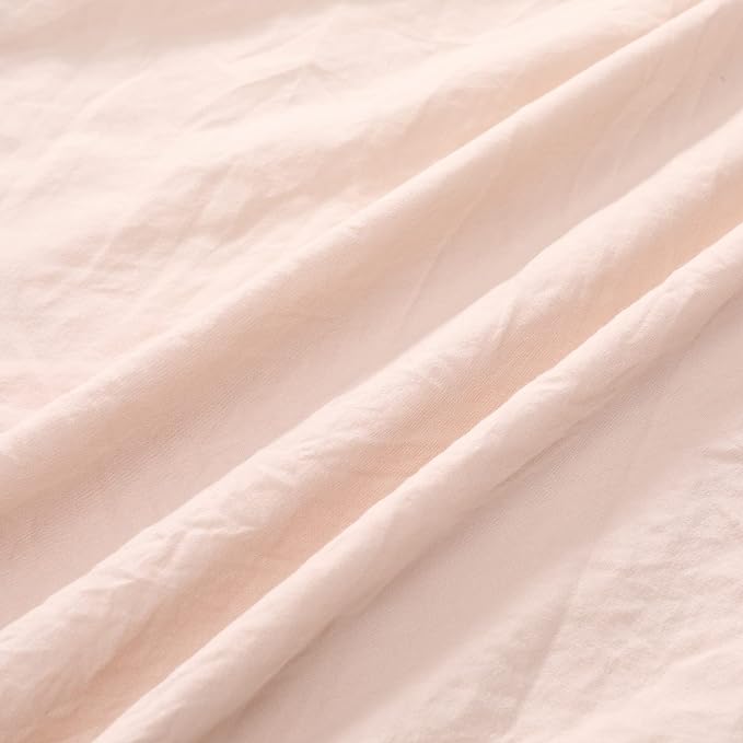 CAROMIO Pink Ruffled Duvet Cover Twin, 2PCS Soft Washed Microfiber Vintage French Country Duvet Cover Set for Kids Girls, Pink, 68x90 in