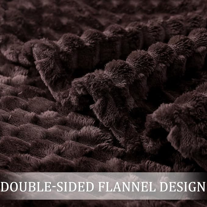 Exclusivo Mezcla 3D Fleece Queen Size Blanket for Bed, Coffee | Extra Soft Fuzzy Plush Lightweight Bed Blankets, Cozy Fluffy Decorative Blankets for All Seasons, 90x90 Inches