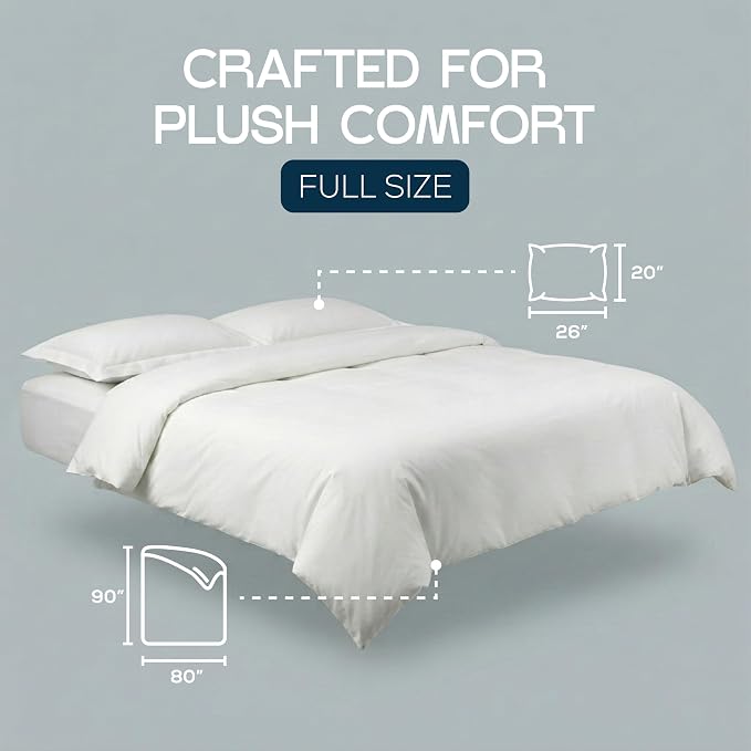 Bulk 10-Pack Hotels Full Duvet Cover Set for Resort & Guest House, White | Commercial Bedding Set with 10 Duvet Covers (80x90") and 20 Pillow Shams (20x26") with 2" Flange. Comforter Not Included.