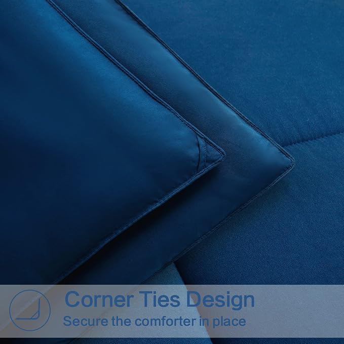 EASELAND Twin/Twin XL Down Alternative Comforter, Navy, 64x88 Inches | Quilted Duvet Insert for College Dorm, Soft Lightweight Bedding with Corner Tabs, Breathable Machine Washable Dorm Essentials