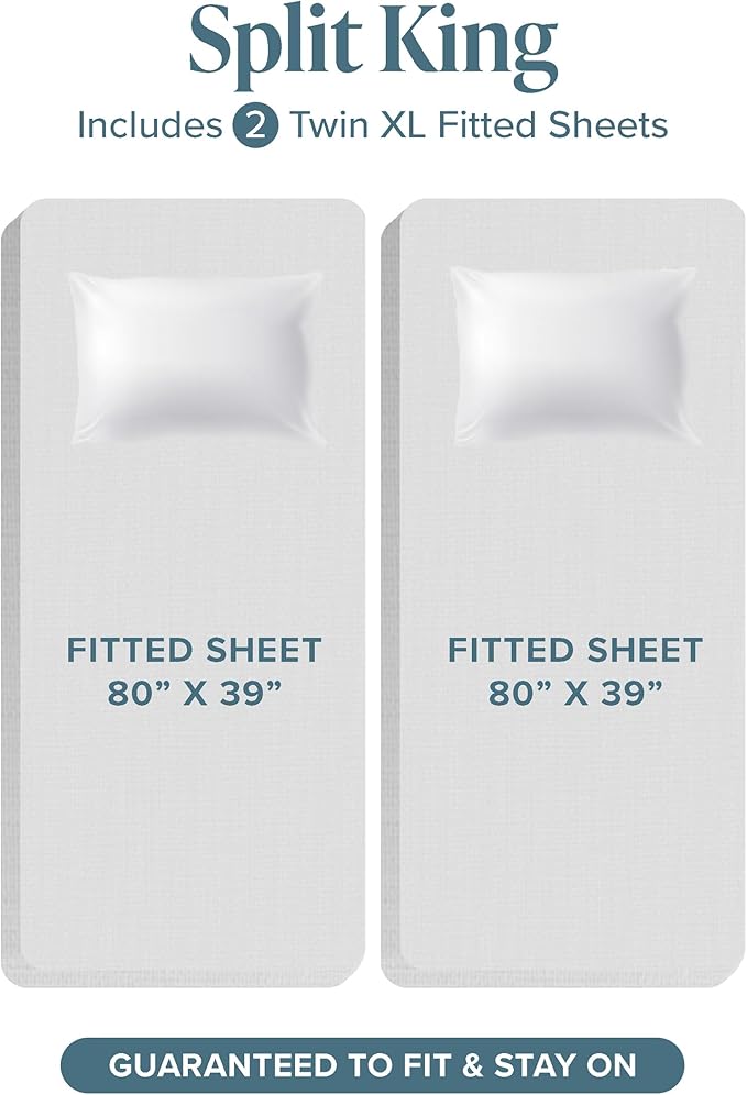 Bare Home Split King Sheet Set - 1800 Ultra-Soft (Split King, Black) | Deep Pockets 6 to 15 Inches, Breathable, Hypoallergenic, Hotel Luxury, Easy Fit, Soft, All-Season