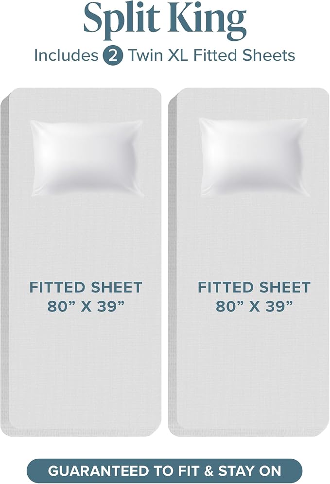 Bare Home Split King Sheet Set - 1800 Ultra-Soft (Split King, Aqua) | Deep Pockets 6 to 15 Inches, Breathable, Hypoallergenic, Hotel Luxury, Easy Fit, Soft, All-Season
