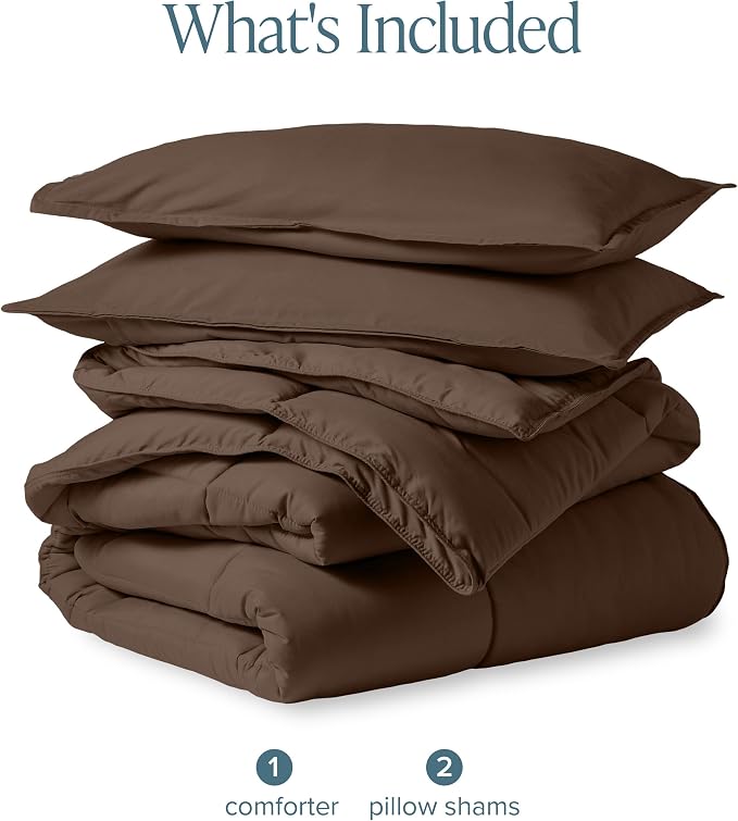 Bare Home Cal King Comforter Set - 1800 Ultra Soft (California King, Cocoa) | All-Season, Breathable, Hypoallergenic, Premium 1800, Warm, Cozy