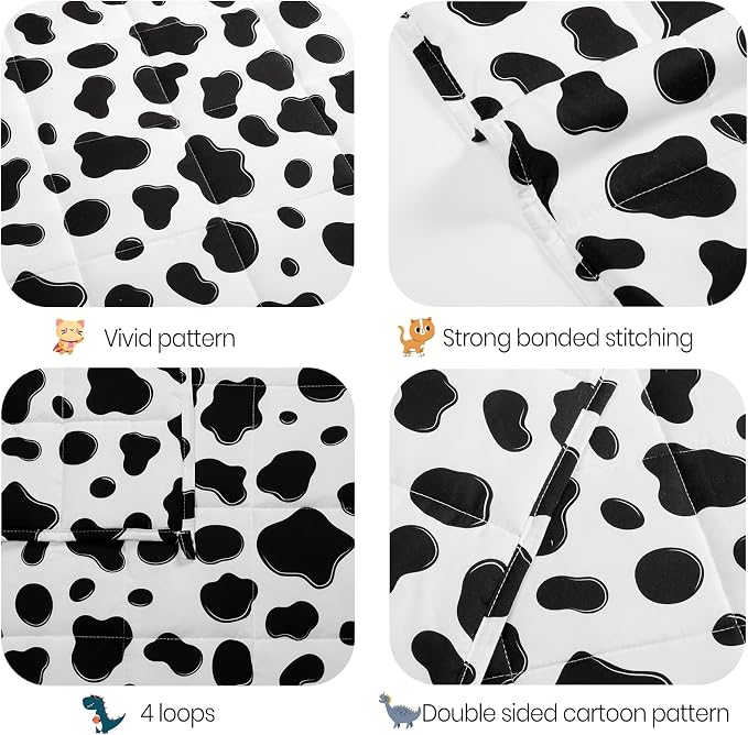 Weighted Blanket - 3 lbs Cow Pattern Heavy Blanket - Small Size Breathable Lap Blanket(36"x48", 3 lbs)