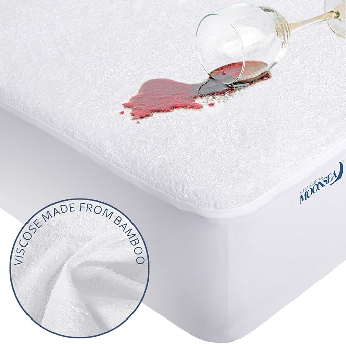 Twin Size Mattress Protector Waterproof,Smooth Top Mattress Cover for Kids | Breathable Skin Friendly and Noiseless Fitted Sheet,Viscose Terry Mattress Protector