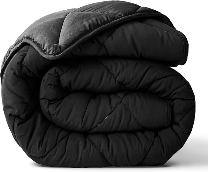 ViscoSoft Queen Comforter - Cloud-Soft Down Alternative Duvet Insert, All Season Cooling Lightweight Reversible Quilted Blanket for Bedroom & Guest Room, Oeko-TEX Certified, Black/Gray | All Season Cooling Lightweight Reversible Quilted Blanket - OEKO-...